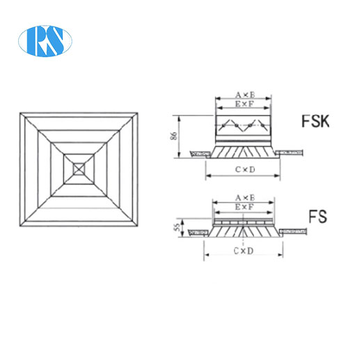 FSK型可调散流器(FS 型为不可调散流器)